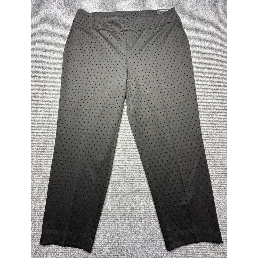 Jones New York Pants Womens 3X Black Pull On Slim Leg Polka Dot Stretch‎